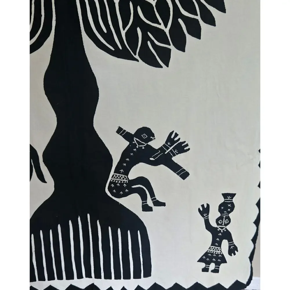 Tilonia Wall Hanging Tree of Life Black/White Tapestry